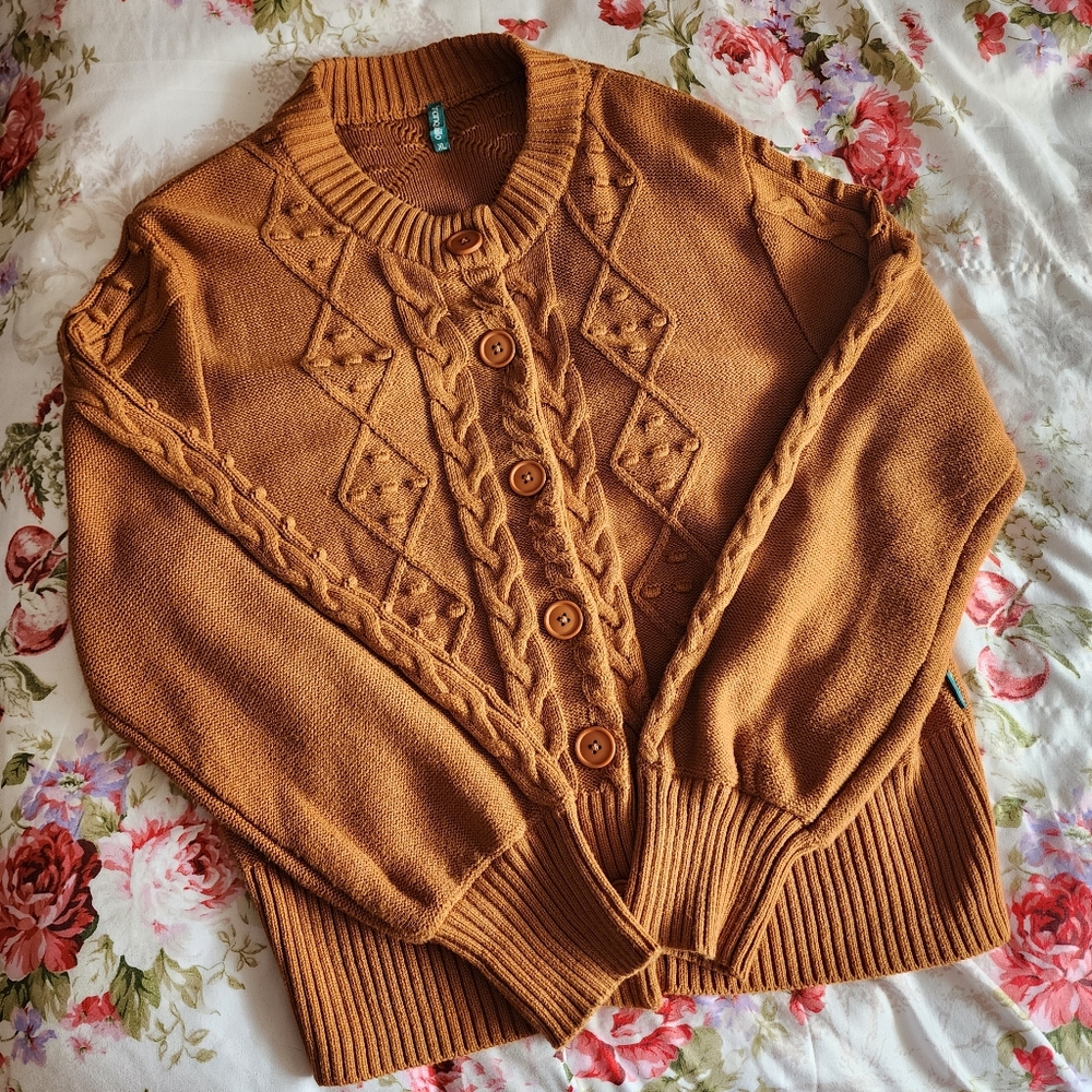 Cozy Brown Cable Knit Sweater Cardigan